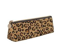 FUkker Astuccio per matite, astuccio per penne triangolari Astuccio portatile in pelle per ufficio scolastico,Animale leopardo selvatico stampato