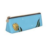 FUkker Astuccio per matite, astuccio per penne triangolari Astuccio portatile in pelle per ufficio scolastico,Tulipani gialli disegnati a mano