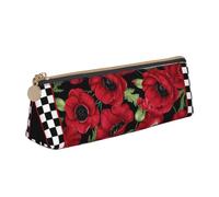 FUkker Astuccio per matite, astuccio per penne triangolari Astuccio portatile in pelle per ufficio scolastico,Papavero con controllo del giullare
