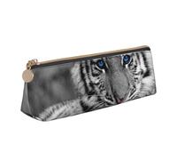 FUkker Astuccio per matite, astuccio per penne triangolari Astuccio portatile in pelle per ufficio scolastico,Modello tigre bianca