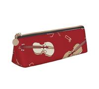 FUkker Astuccio per matite, astuccio per penne triangolari Astuccio portatile in pelle per ufficio scolastico,Nota rossa di violino musicale