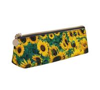 FUkker Astuccio per matite, astuccio per penne triangolari Astuccio portatile in pelle per ufficio scolastico,Molti bellissimi girasoli