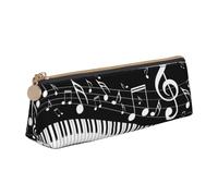 FUkker Astuccio per matite, astuccio per penne triangolari Astuccio portatile in pelle per ufficio scolastico,Note musicali volanti Tasti del pianoforte musicale