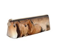 FUkker Astuccio per matite, astuccio per penne triangolari Astuccio portatile in pelle per ufficio scolastico,Stampa del cavallo in corsa
