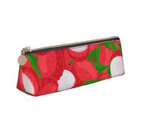 FUkker Astuccio per matite, astuccio per penne triangolari Astuccio portatile in pelle per ufficio scolastico,Frutto Del Modello Di Litchi