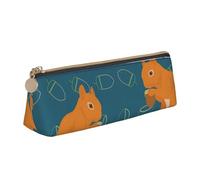 FUkker Astuccio per matite, astuccio per penne triangolari Astuccio portatile in pelle per ufficio scolastico,Modello animale simpatico scoiattolo