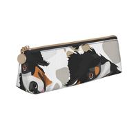 FUkker Astuccio per matite, astuccio per penne triangolari Astuccio portatile in pelle per ufficio scolastico,Modello delle zampe del cane Bovaro del Bernese