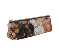FUkker Astuccio per matite, astuccio per penne triangolari Astuccio portatile in pelle per ufficio scolastico,Cuccioli autunnali di Cavalier King Charles Spaniel