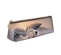 FUkker Astuccio per matite, astuccio per penne triangolari Astuccio portatile in pelle per ufficio scolastico,Simpatico cagnolino Jack Russell Terrier
