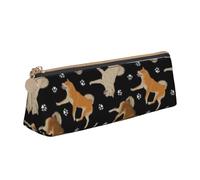 FUkker Astuccio per matite, astuccio per penne triangolari Astuccio portatile in pelle per ufficio scolastico,Zampa di Shiba Inu