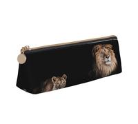FUkker Astuccio per matite, astuccio per penne triangolari Astuccio portatile in pelle per ufficio scolastico,Leone e tigre selvaggi