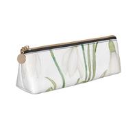 FUkker Astuccio per matite, astuccio per penne triangolari Astuccio portatile in pelle per ufficio scolastico,Pittura ad acquerello botanico fiore bianco bucaneve