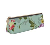 FUkker Astuccio per matite, astuccio per penne triangolari Astuccio portatile in pelle per ufficio scolastico,Fiori floreali d'epoca