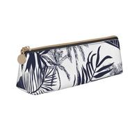 FUkker Astuccio per matite, astuccio per penne triangolari Astuccio portatile in pelle per ufficio scolastico,Palme tropicali foglie Silhouette hawaiana