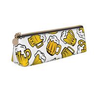 FUkker Astuccio per matite, astuccio per penne triangolari Astuccio portatile in pelle per ufficio scolastico,Birra retrò dei cartoni animati