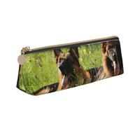 FUkker Astuccio per matite, astuccio per penne triangolari Astuccio portatile in pelle per ufficio scolastico,Modello cane pastore tedesco