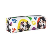 FUkker Astuccio portapenne, astuccio portapenne in pelle, astuccio portapenne, organizer per cancelleria, astuccio portapenne, Pastore australiano colorato e giocoso