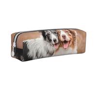 FUkker Astuccio portapenne, astuccio portapenne in pelle, astuccio portapenne, organizer per cancelleria, astuccio portapenne, Due pastori australiani Border Collie