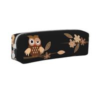 FUkker Astuccio portapenne, astuccio portapenne in pelle, astuccio portapenne, organizer per cancelleria, astuccio portapenne, Gufi svegli del fumetto marrone