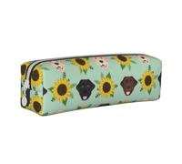 FUkker Astuccio portapenne, astuccio portapenne in pelle, astuccio portapenne, organizer per cancelleria, astuccio portapenne, Il Labrador affronta i girasoli
