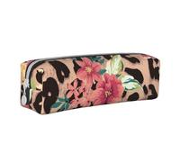 FUkker Astuccio portapenne, astuccio portapenne in pelle, astuccio portapenne, organizer per cancelleria, astuccio portapenne, Fiore leopardo vintage stampato