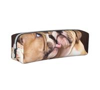 FUkker Astuccio portapenne, astuccio portapenne in pelle, astuccio portapenne, organizer per cancelleria, astuccio portapenne, Bacia i cuccioli di bulldog inglese