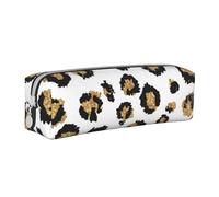 FUkker Astuccio portapenne, astuccio portapenne in pelle, astuccio portapenne, organizer per cancelleria, astuccio portapenne, Stampa animalier leopardo nero glitter oro