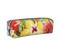 FUkker Astuccio portapenne, astuccio portapenne in pelle, astuccio portapenne, organizer per cancelleria, astuccio portapenne, Fiori dell'orchidea del giglio dell'acquerello