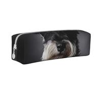 FUkker Astuccio portapenne, astuccio portapenne in pelle, astuccio portapenne, organizer per cancelleria, astuccio portapenne, Ritratto Schnauzer grigio scuro