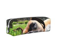 FUkker Astuccio portapenne, astuccio portapenne in pelle, astuccio portapenne, organizer per cancelleria, astuccio portapenne, Cani Boxer Erba verde Animali domestici Cani da prato