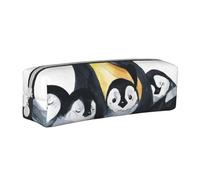 FUkker Astuccio portapenne, astuccio portapenne in pelle, astuccio portapenne, organizer per cancelleria, astuccio portapenne, Pinguini imperatore con i bambini nella neve