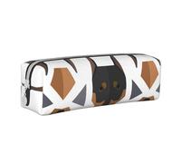 FUkker Astuccio portapenne, astuccio portapenne in pelle, astuccio portapenne, organizer per cancelleria, astuccio portapenne, Testa di Doberman con motivo poligonale