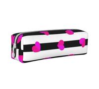 FUkker Astuccio portapenne, astuccio portapenne in pelle, astuccio portapenne, organizer per cancelleria, astuccio portapenne, Cuore rosa sulla linea nera
