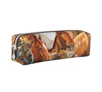 FUkker Astuccio portapenne, astuccio portapenne in pelle, astuccio portapenne, organizer per cancelleria, astuccio portapenne, Cavallo animale dell'acquerello stampato