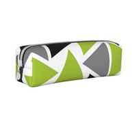FUkker Astuccio portapenne, astuccio portapenne in pelle, astuccio portapenne, organizer per cancelleria, astuccio portapenne, Triangoli casuali verde lime grigio nero su bianco