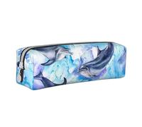 FUkker Astuccio portapenne, astuccio portapenne in pelle, astuccio portapenne, organizer per cancelleria, astuccio portapenne, Dipingere il delfino
