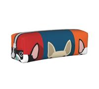 FUkker Astuccio portapenne, astuccio portapenne in pelle, astuccio portapenne, organizer per cancelleria, astuccio portapenne, Stampa colorata Boston Terrier