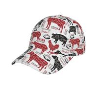FUkker Berretto da Baseball, Cappello da Sole Berretto Sportivo Cappelli Casual per papà Cappelli da Camionista Cappelli Snapback,Carne Tagli Diagrammi Macelleria