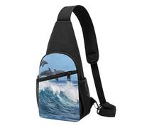 FUkker Borsa a tracolla, borsa a tracolla in diagonale borsa da viaggio per escursionismo borsa a tracolla borsa da giorno unisex,Delfino tursiope comune