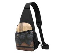 FUkker Borsa a tracolla, borsa a tracolla in diagonale borsa da viaggio per escursionismo borsa a tracolla borsa da giorno unisex,Famiglia Affenpinscher Cuccioli Cani Neri Scimmia
