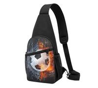 FUkker Borsa a tracolla, borsa a tracolla in diagonale borsa da viaggio per escursionismo borsa a tracolla borsa da giorno unisex,Pallone da calcio sull'acqua del fuoco