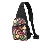 FUkker Borsa a tracolla, borsa a tracolla in diagonale borsa da viaggio per escursionismo borsa a tracolla borsa da giorno unisex,Stampa vegana di frutta e verdura dal vivo