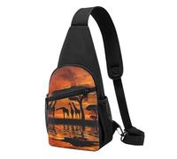 FUkker Borsa a tracolla, borsa a tracolla in diagonale borsa da viaggio per escursionismo borsa a tracolla borsa da giorno unisex,Giraffa sotto l'albero in Africa stampata
