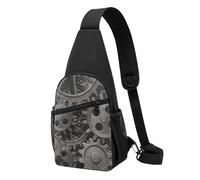 FUkker Borsa a tracolla, borsa a tracolla in diagonale borsa da viaggio per escursionismo borsa a tracolla borsa da giorno unisex,Stampa di vecchi ingranaggi in metallo