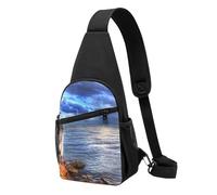 FUkker Borsa a tracolla, borsa a tracolla in diagonale borsa da viaggio per escursionismo borsa a tracolla borsa da giorno unisex,Stampa del cielo del mare blu degli uccelli del pellicano
