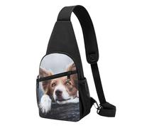 FUkker Borsa a tracolla, borsa a tracolla in diagonale borsa da viaggio per escursionismo borsa a tracolla borsa da giorno unisex,Dio Brown Border Collie Bokeh Con Gli Occhi Gialli