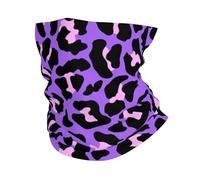 FUkker Ghetta per il collo UV, fascia per la testa scaldacollo copri-viso tubo mezza maschera sciarpa passamontagna,Stampa di animali leopardo rosa viola neon