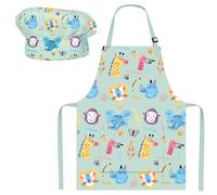 FUKPO Grembiule Cucina Bambino con Cappello Chef Cuoco Bambino Bambina Ragazzo, Grembiule Pittura Bambini Grembiuli Personalizzato Asilo Divertenti Poliestere Cotone(dai 2 ai 6 anni)