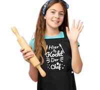 FUKPO Grembiule da cucina per bambini, in cotone, per la scuola, per bambini, per la cucina, per la pittura, personalizzabile, divertente, regolabile, grembiule da cucina (4-12 anni), Qui sta