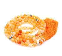 Fukugems 108 mala tibetano collana per donne uomo, mala bracciale buddista, meditazione mala, orange carnelian yoga mala